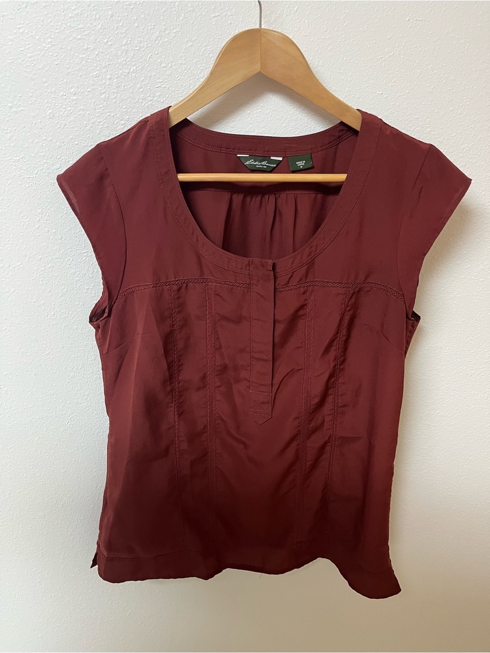 Casual Cap-Sleeve Top in Deep Burgundy by Eddie Bauer women’s size M